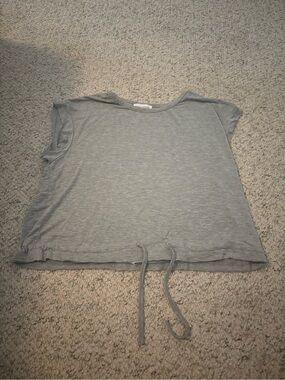 Lovers + Friends Gray Drawstring Crop Tee